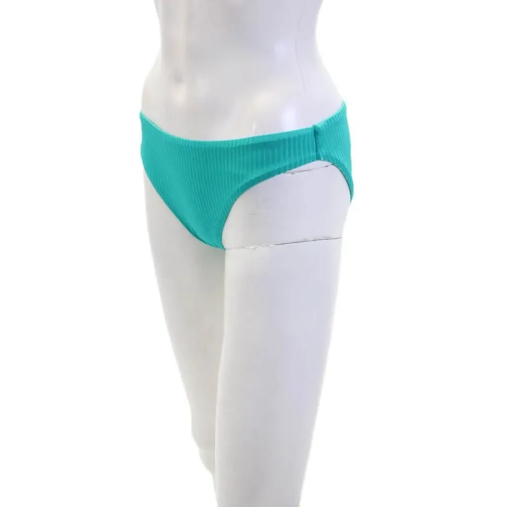 Vitamin A Womens Stretch Ribbed Pull On Bikini Bottoms Turquoise Size XS